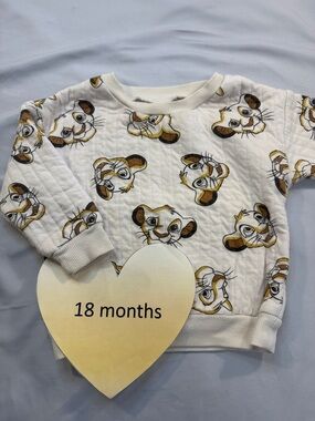 Disney White Quilted Sweatshirt with Simba Faces